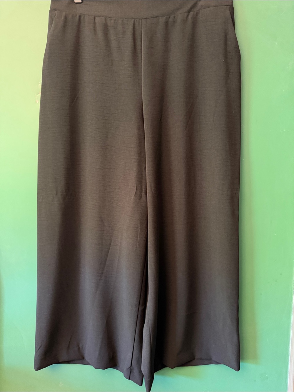 Nine West Black Wide-Leg Crepe Womens L Pants Business Casual Work Dress Up NWT